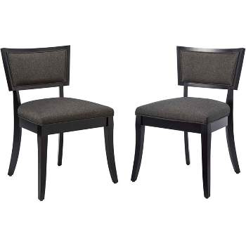 Modway Pristine Solid Wood and Fabric Dining Chairs in Gray (Set of 2)