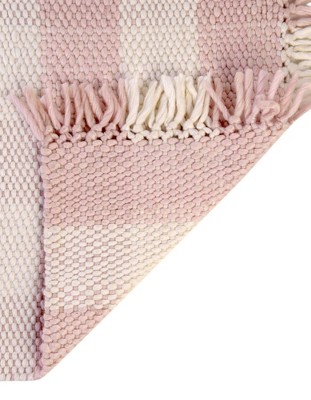 Handwoven Pink Plaid 8' x 10' Outdoor Rug with Recycled Materials
