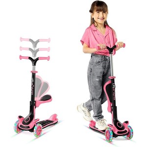 Lifemaster Kids Scooter – Foldable Seat – LED Wheel Lights Illuminate When Rolling – Children and Toddler 3 Wheel Kick Scooter - 1 of 4