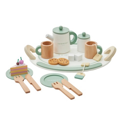 Teamson Kids - Little Chef Frankfurt Wooden Cookware Play Kitchen Accessories - Green