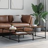 vidaXL Engineered Wood Coffee Table with Adjustable Feet, Smoked Oak Finish, Versatile Square Furniture for Living Room or Office, 42.1"x42.1"x15.7" - 2 of 4