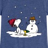 Girls' - Peanuts - Snoopy Woodstock Snowman Fitted Short Sleeve Graphic T-Shirt - 2 of 4