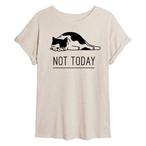 Women's - Instant Message - Not Today Cat Oversized Graphic T-Shirt - 1 of 4