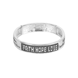 Dicksons Faith Hope Love Engraved Silver Plated Tile Stretch Bracelet - 1 of 2