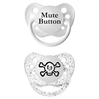 Ulubulu 2pk Pacifiers Skull & Mute Button