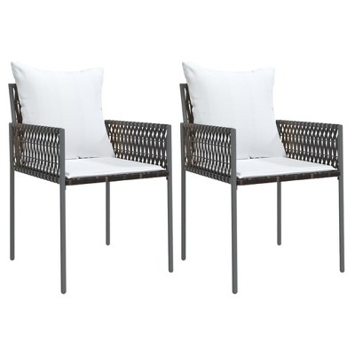 vidaXL Garden Chairs – Stylish Patio Chairs with Cushions in Brown – Modern Poly Rattan Furniture for Outdoors, Garden