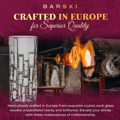 European Crafted Clear Glass Highball Tumblers Set of 4