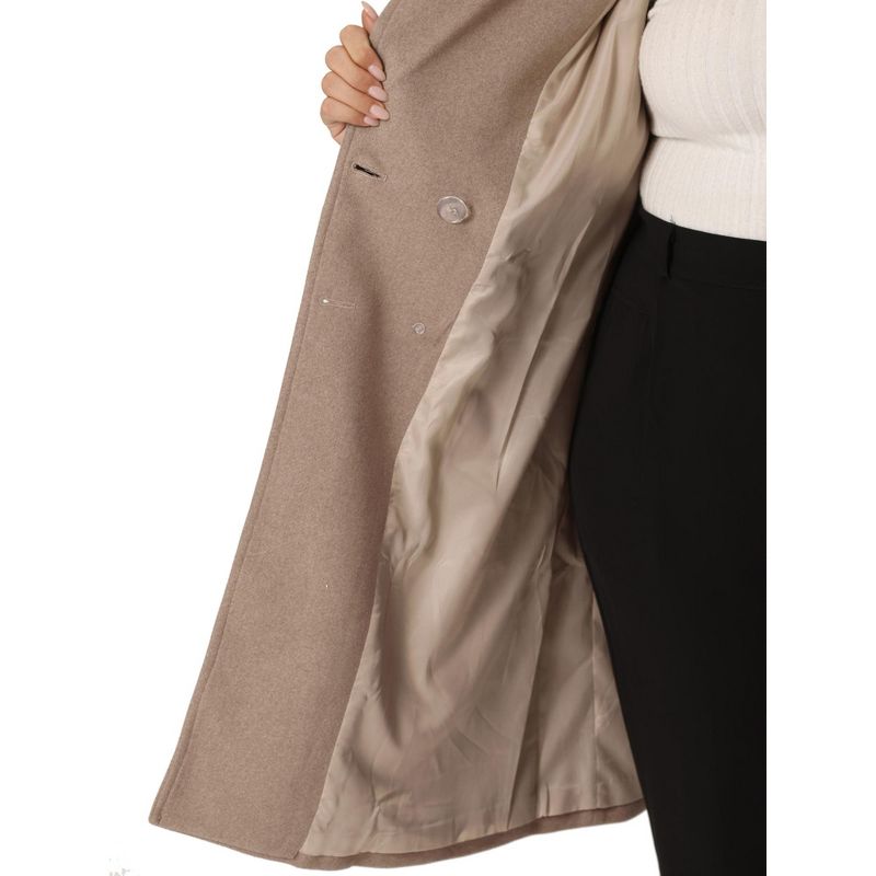 Agnes Orinda Women's Plus Size Winter Notched Lapel Double Breasted Long Overcoats, 6 of 7