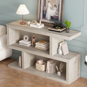 IHOMEADORE 48" Beige Narrow Console Table with Symmetrical Design, Retro Entryway Table with Open Shelf - 1 of 4
