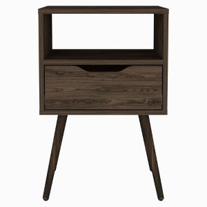 TIRAMISUBEST Dark Walnut Nightstand with Drawer & Shelf - Traditional Bedroom Side Table, Sturdy Wooden End Table for Bedroom Storage & Decor - 1 of 4
