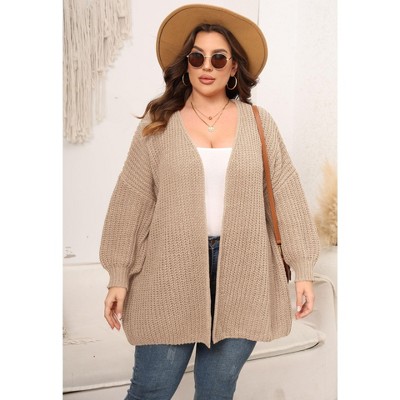 Womens Plus Size Cardigan Sweaters Long Sleeves Open Front Chunky Knit Casual Jackets