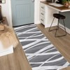Faux Wool Modern Stripe Pattern Printed Area Rug with Ultra Thin Low Pile Machine Washable Stain Resistant Pet Friendly Non Shedding Non Slip Carpet - 3 of 4
