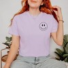Simply Sage Market You're Doing Great Smiley Face Front And Back Garment Dyed Tee - S - Orchid - 2 of 4