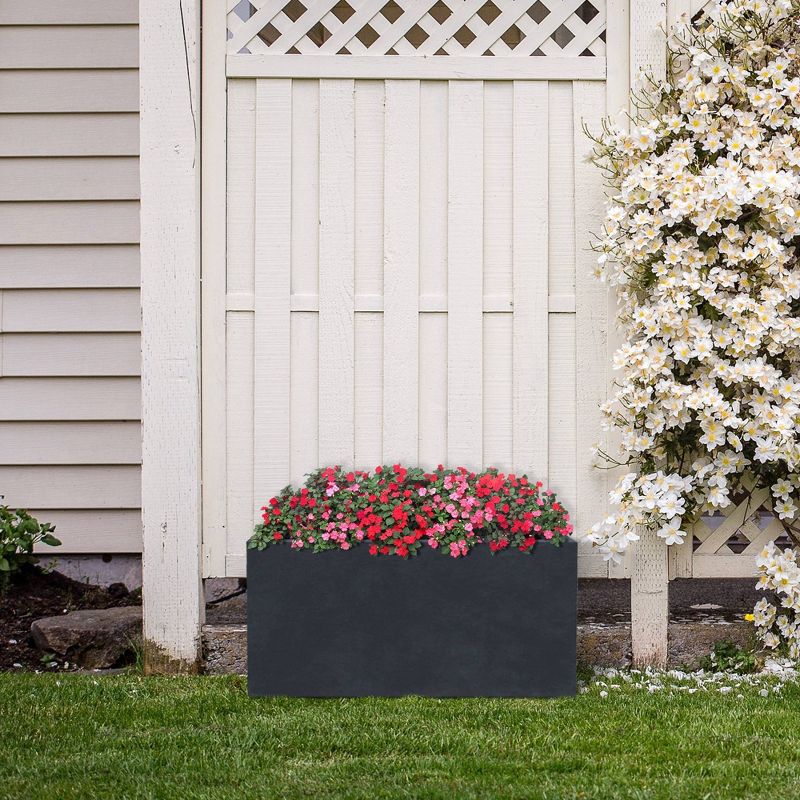 Rosemead Home &#38; Garden Rectangular Concrete Outdoor Planter Pot Black 13&#34;x31.7&#34;x16.1&#34;, 2 of 7