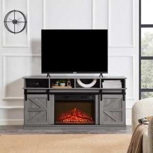 FONTOI TV Stands for Televisions up to 65 Inchs with Open Shelves and Closed Cabinets, Entertainment Center with Shelves, Gray, 58"*29.4"*15.5" - 1 of 4