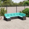vidaXL Patio Sofa Set - 8 Piece Outdoor Furniture with Cushions - Black Poly Rattan - for Garden, Patio, Deck, Terrace - 2 of 4