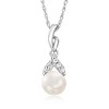 Ross-Simons 8-8.5mm Cultured Pearl and .40 ct. t.w. White Topaz Jewelry Set: Pendant Necklace and Ring in Sterling Silver - 3 of 4