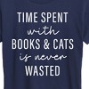Women's - Instant Message - Time Spent With Books Cats Short Sleeve Graphic T-Shirt - 2 of 4