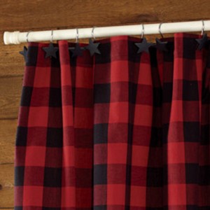 Park Designs Buffalo Check Bear Applique Shower Curtain - Red - 1 of 4