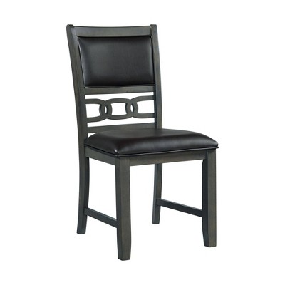 Transitional Slate-Gray Faux Leather Upholstered Side Chair Set