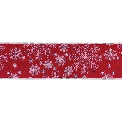 Melrose Wired Polyester Snowflake Ribbon 4" x 5 yds.