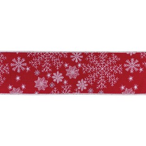 Melrose Wired Polyester Snowflake Ribbon 4" x 5 yds. - 1 of 3