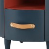 KWPZQEB Modern Round Nightstand, Bedside Table with Leather Handles, Night Stand with Shelf, Drawer & Curved Design for Living Room, Bedroom - 2 of 4