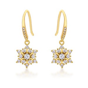 Slickblue Holiday CZ Snowflake Earrings for Women, Plated Gold/Silver, Silvertone, Elegant Drop Design - 1 of 3