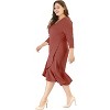Agnes Orinda Women's Plus Size Cocktail V-neck Wrap Ruffled Midi Bodycon Dresses - 3 of 4