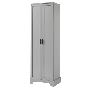 Gulches 22 in W x 17 in D x 70 in H Gray MDF Bathroom Storage Cabinets with Two Doors Adjustable Shelf Anti Tip Black Handles 1 Pack - 1 of 4