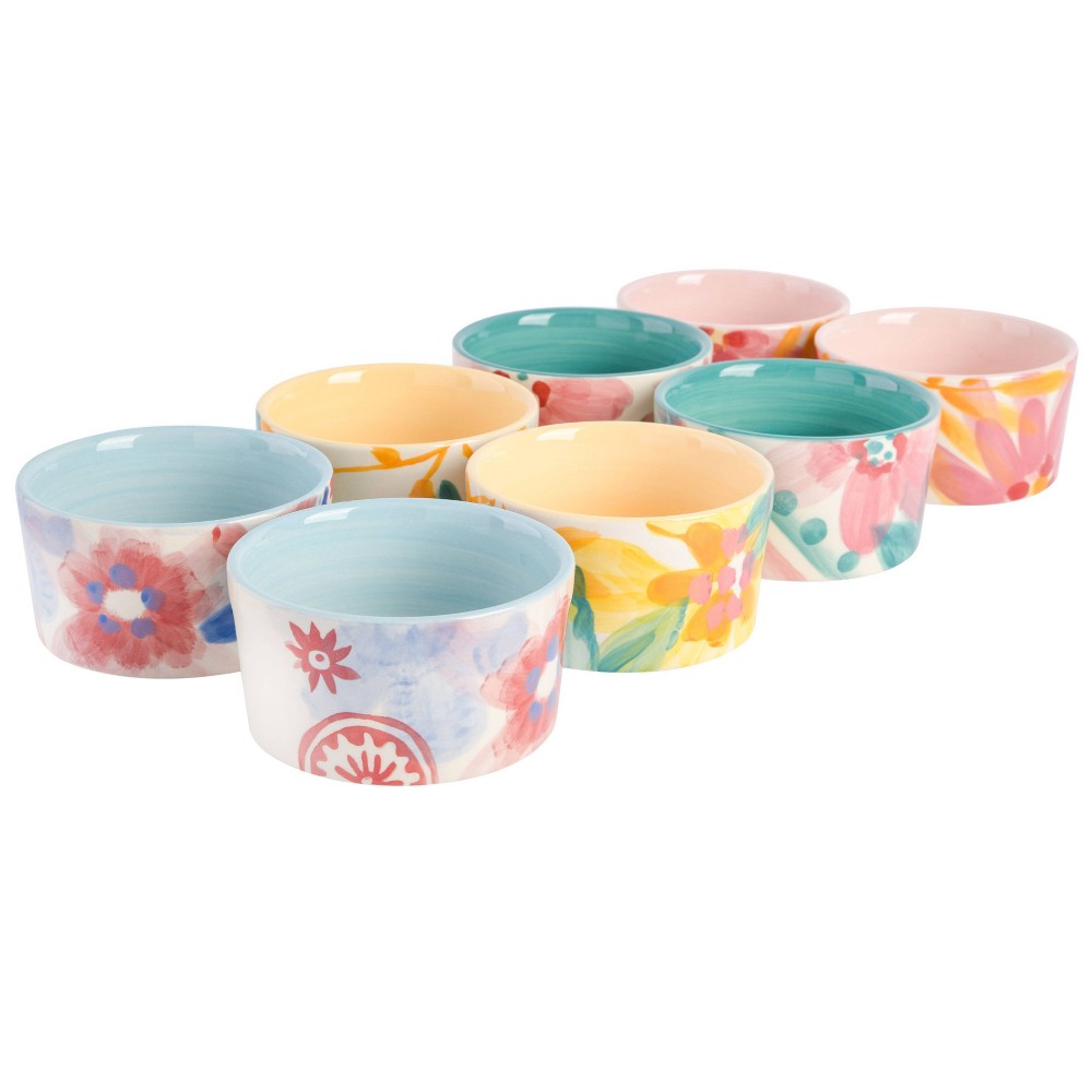 Photos - Bakeware Spice by Tia Mowry Goji Blossom 8pc Hand-Painted Ramekin Set