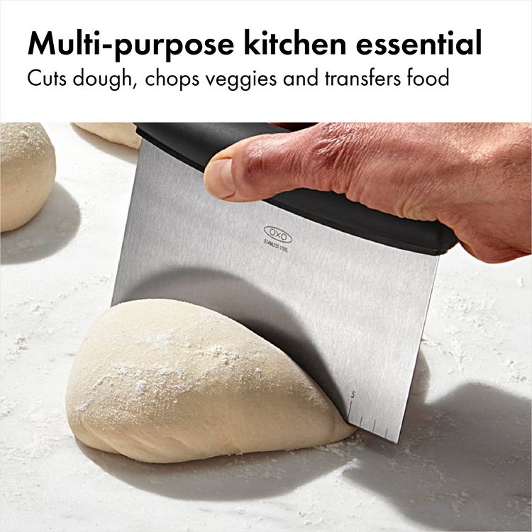 OXO Stainless Steel Multi-Purpose Scraper and Chopper: Kitchen Bench & Food Scraper, Dishwasher-Safe, Black, 6 of 7