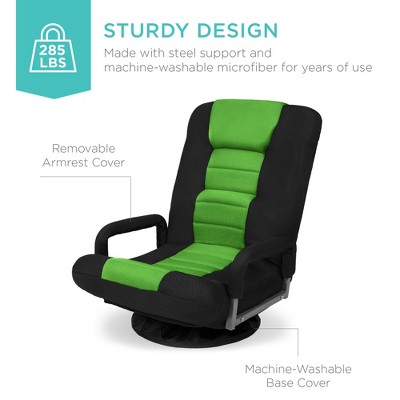 Black and Green Adjustable Swivel Gaming Floor Chair