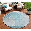 Teal Blue And Silver Geometric Washable Indoor Outdoor Area Rug - 2 of 4