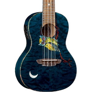 Luna Owl Quilt Top Concert Acoustic-Electric Ukulele Transparent Blue - 1 of 4