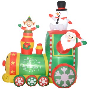 ChicFurnit Inflatable Holiday Decorations 5.9FT Christmas Train with Snowman Inflatable Decoration for Holiday Yard Display, Green, 70.9"*51.2"*70.9" - 1 of 4