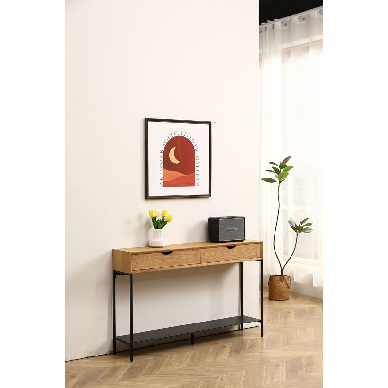 Freya 47.24" Length 2 Slide-out Drawers Entryway Rectangle Storage Console Table With Carbon Steel-Maison Boucle, 3 of 10