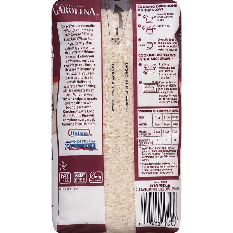 Carolina Enriched Extra Long Grain Rice - 2lbs, 3 of 9