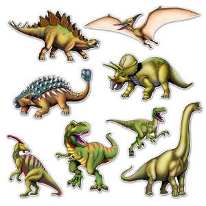 Beistle Dinosaur Cutouts, Assorted, 10"-19", (16/Pkg) Multicolored - 1 of 2