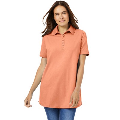 Woman Within Women's Plus Size Perfect Short-Sleeve Polo Shirt