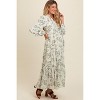 Pinkblush Olive Floral Button Front Tiered Long Sleeve Maternity Maxi Dress - 3 of 4