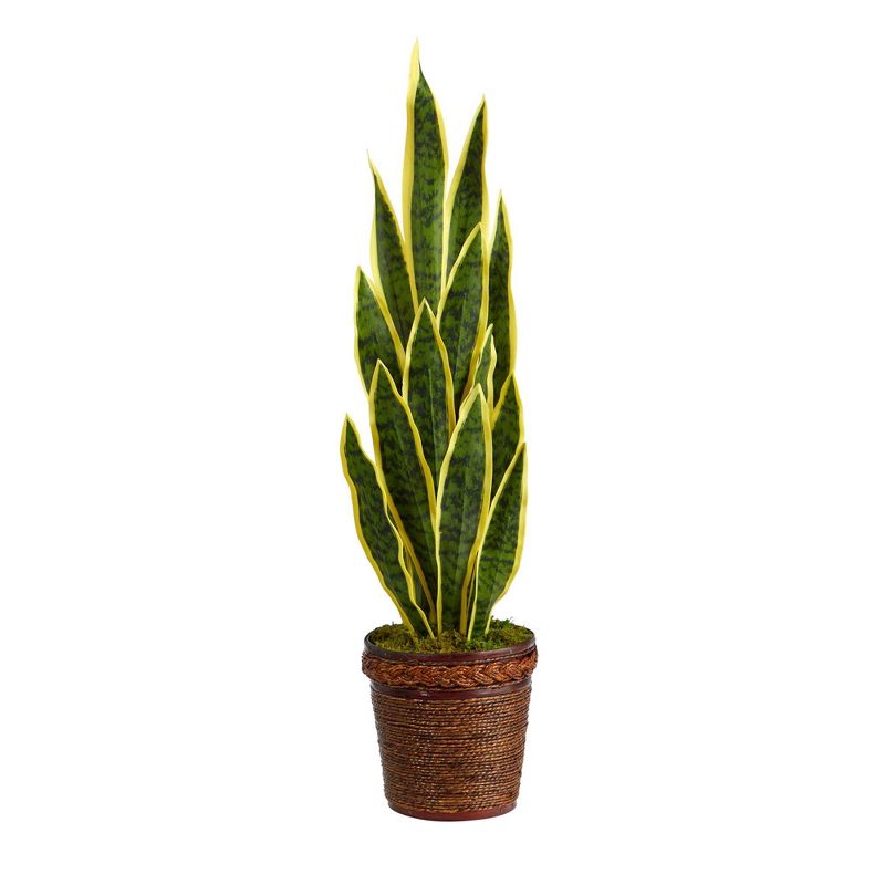 Nearly Natural 34-in Sansevieria Artificial Plant in Basket, 1 of 5