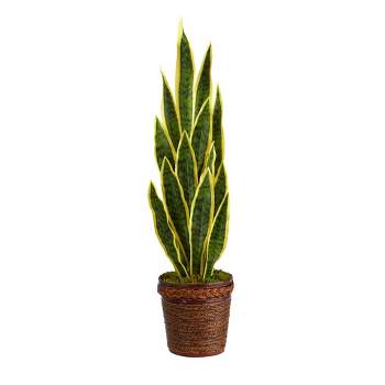 Nearly Natural 34-in Sansevieria Artificial Plant in Basket
