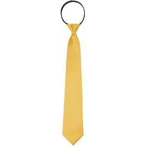 INSPIRE CHIC Men's Solid Color Satin Shine Pre-tied Knot Zipper Ties - 1 of 4
