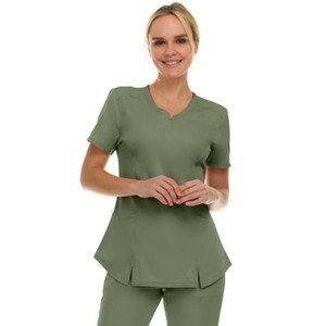Medichic Scrubs Women's V-Neck Notch Fashion Stretch Scrub Top with Two Pockets, Flex Easy Care Fabric - 1 of 4