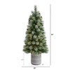 Nearly Natural 4.5-ft Nova Scotia Pine Artificial Christmas Tree in Engraved Geometric Stone Planter with 232 Bendable Branches and 120 Warm White - 2 of 4
