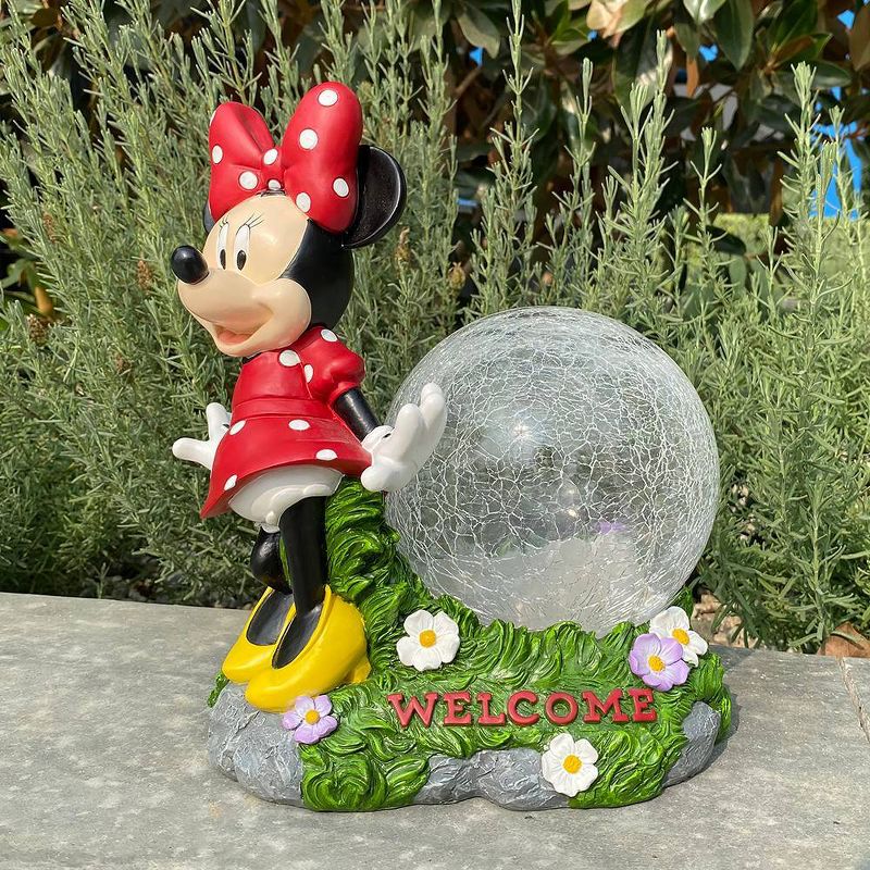 Disney 10.63&#34; Fiberglass/Polyester Minnie Solar Garden Statue with Crackle Glass Ball, 6 of 7
