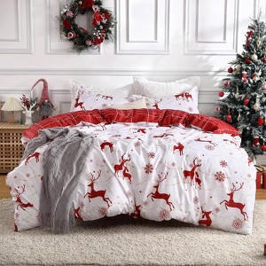 GustoWave Christmas Soft Reindeer Duvet Cover and Pillow Shams Set, Bedding Set - 1 of 4