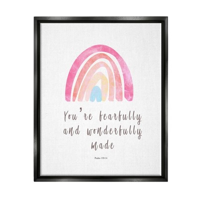Stupell Industries Psalm 139:14 Rainbow Framed Floater Canvas Wall Art