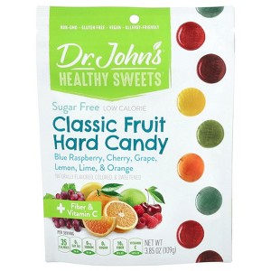 Dr. John's Healthy Sweets Classic Fruit Hard Candy, Blue Raspberry, Cherry, Grape, Lemon, Lime, & Orange, 3.85 oz (109 g) - 1 of 2